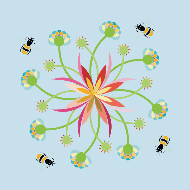 Honey Bees in the Garden by evisionarts