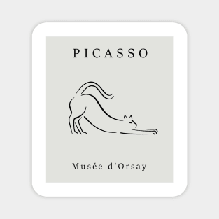 Picasso cat abstract line art Magnet