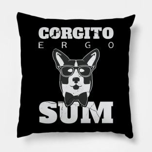 Corgito Ergo Sum - Cute Grey Philosophy Corgi Pillow