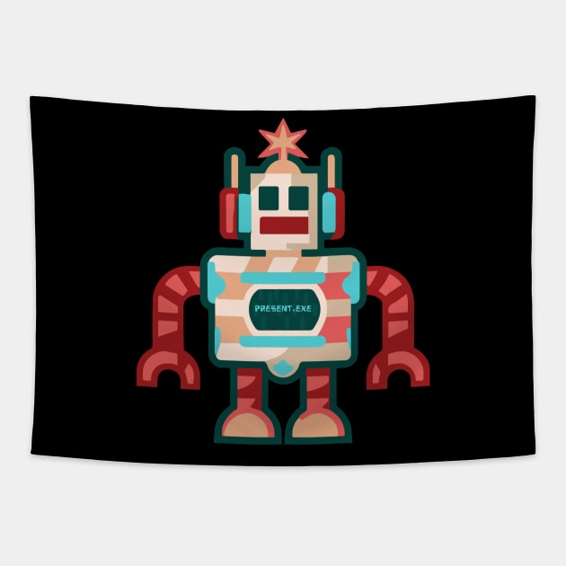 Christmas robot Tapestry by Joselo Rocha Art