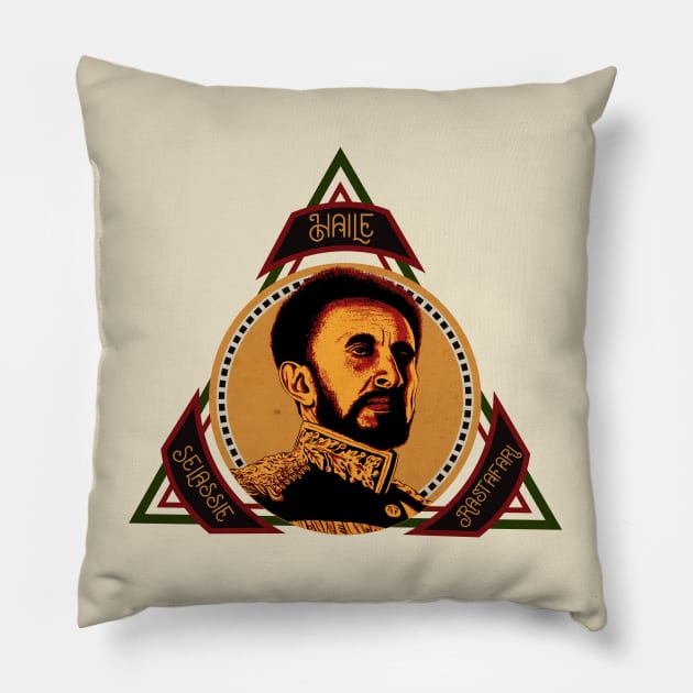 Haile Selassie I Jah Rastafari Pillow by CTShirts