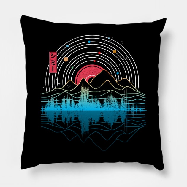 Shimmy Music Sky Space Outdoor Mountain Lineart Pillow by DetourShirts