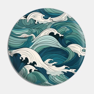 Ephemeral Crests: Hokusai Waves Reimagined Pin