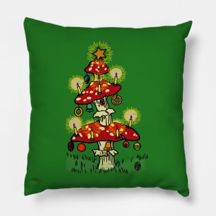 Vintage Fairy Mushroom Christmas Tree Pillow