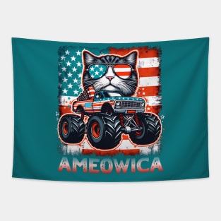 4th of July independence. Monster truck cat lovers Tapestry