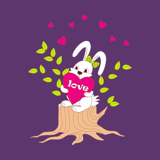 bunny with love on the stump T-Shirt