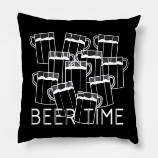 Black and white beer time Pillow