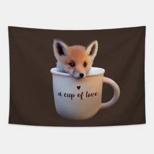 Cute Fox in a Cup Tapestry