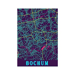 Bochum Neon City Map, Bochum Minimalist City Map Art Print T-Shirt