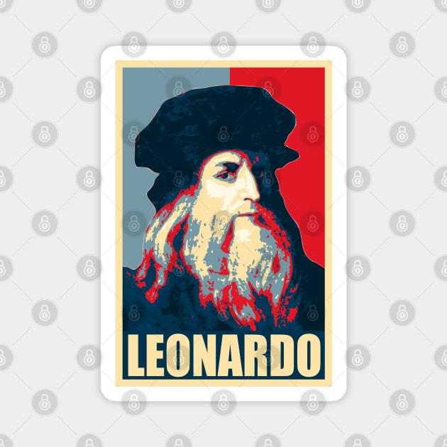 Leonardo Da Vinci Propaganda Poster Pop Art Magnet by Nerd_art