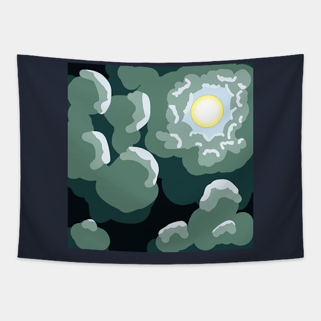 Sun beaming through the clouds Tapestry by Mushcan