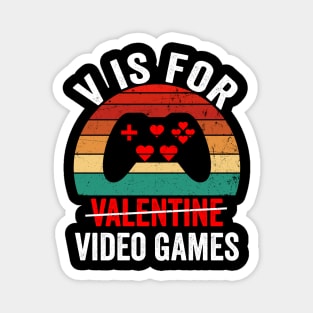 V is for Video Games Valentines Day Boys Funny Retro Vintage Magnet