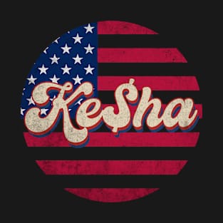 Vintage Ke$ha Proud Name Personalized American Flag T-Shirt