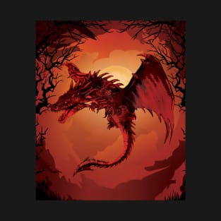 creative red dragon design T-Shirt