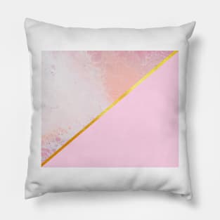 Pink and gold, marble paint Pillow