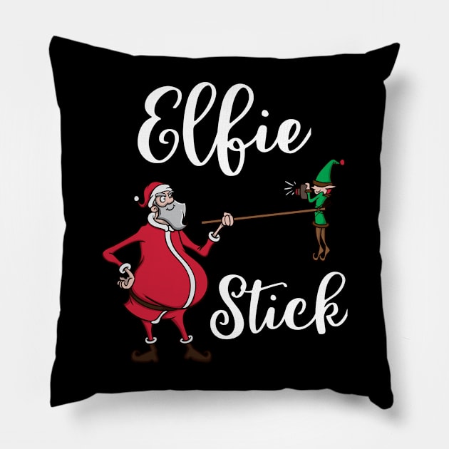 Funny Elf Pun Selfie Stick Santa Claus Christmas Meme Gift Pillow by TellingTales