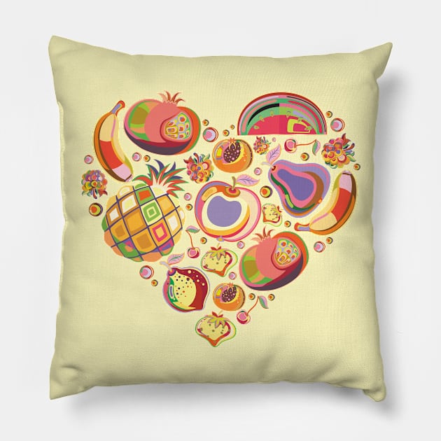 I Love Fruits Pillow by Digster