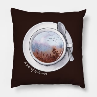 A sip of autumn - light text Pillow