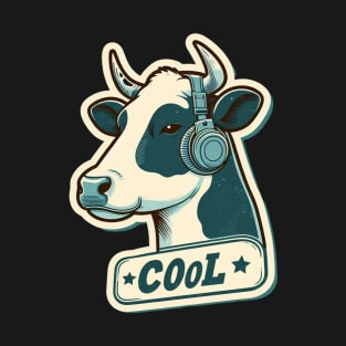 cool cow with headphones T-Shirt