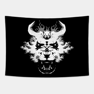 Savage Lion on Fire Tapestry