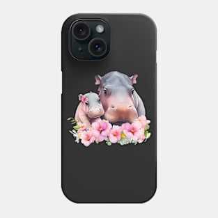 Hippo with baby Phone Case