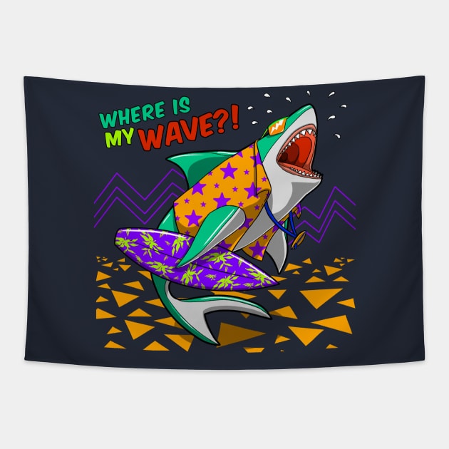 surfer shark Tapestry by hayr pictures