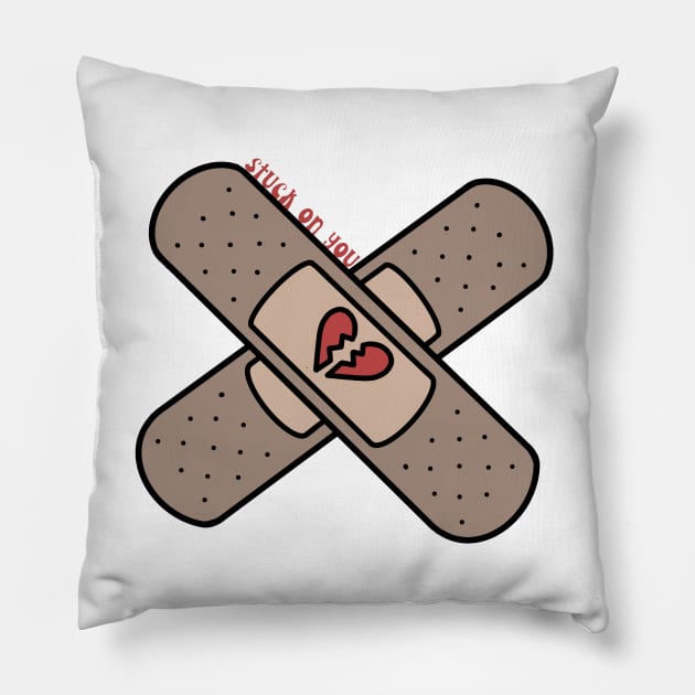 stuck on you bandaid Pillow by morgananjos