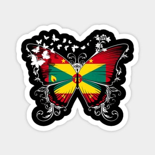 Grenada Flag Butterfly Magnet