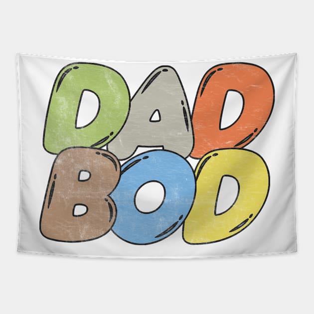 Dad Bod /// 80s Style Faded Funny Retro Design Tapestry by DankFutura