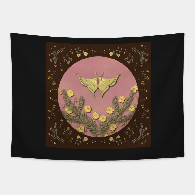 Butterflies & Blooms - Chocolate & Pink Tapestry by lottibrown