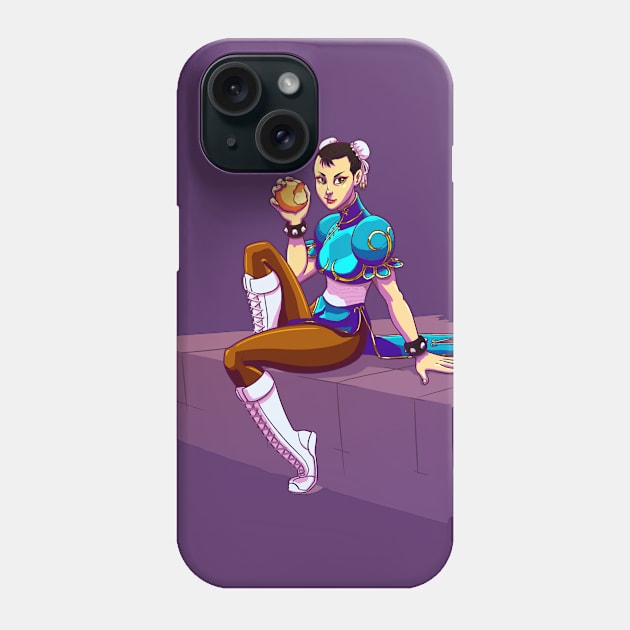 Chun-Li with peach Phone Case by krls