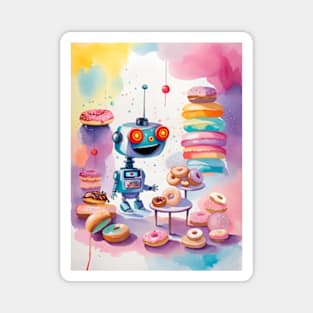 Robot Loves Donuts Magnet