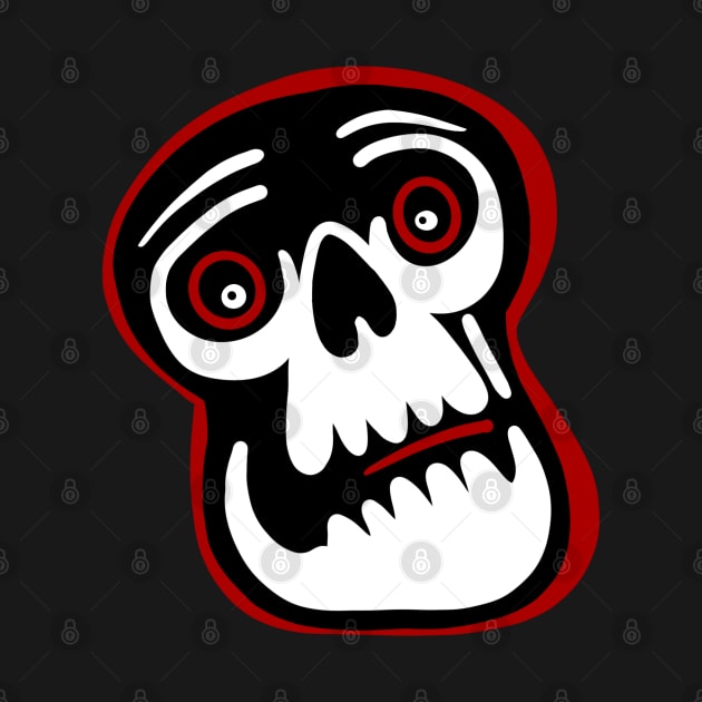 Cartoon skull with red highlights by DaveDanchuk