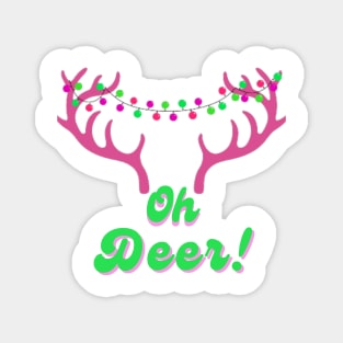 Oh Deer! Pink Antlers Magnet