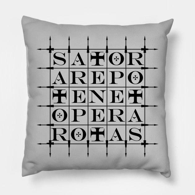 SATOR Square [BLACK] Pillow by PeregrinusCreative