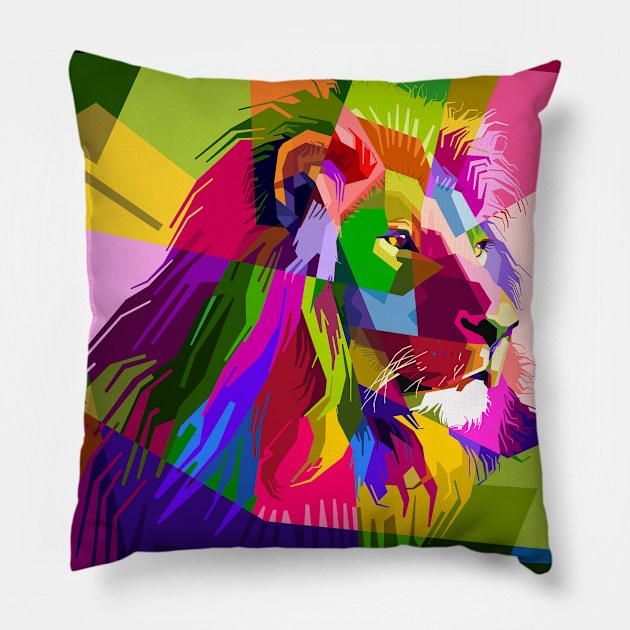 Polygonal lion Pillow by NancyJov