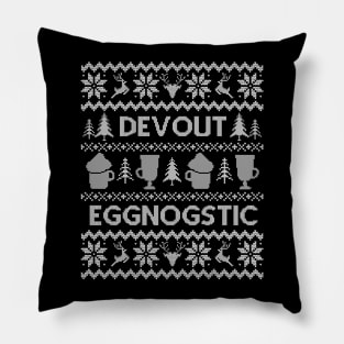 Ugly Christmas Sweater Devout Eggnostic Eggnog Pillow