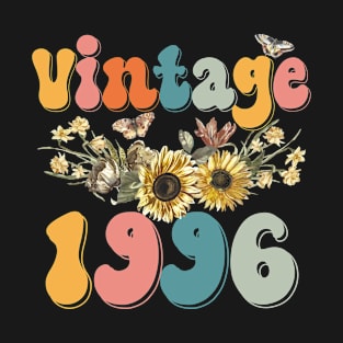 Vintage 1996 Sunflower Floral Retro Groovy 27th Birthday T-Shirt