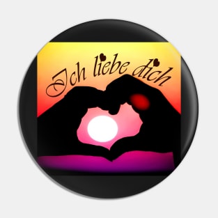 Ich liebe dich ( I love you in German) - Pop art Pin