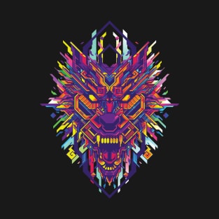 Wolf Pop Art Colorful Lines Head Polygonal T-Shirt