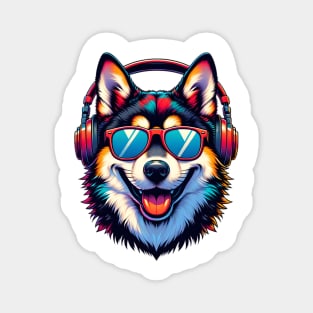 Mudi as Smiling DJ with Headphones and Sunglasses Magnet