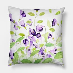 purple wishbone flowers watercolor painting Pillow