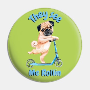 Pug on a Scooter. They see me rollin Pin