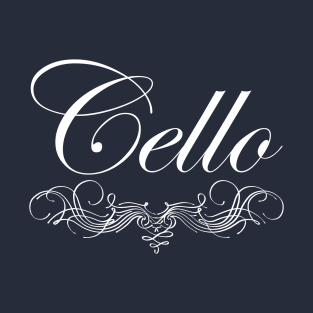 Cello Script White Text T-Shirt