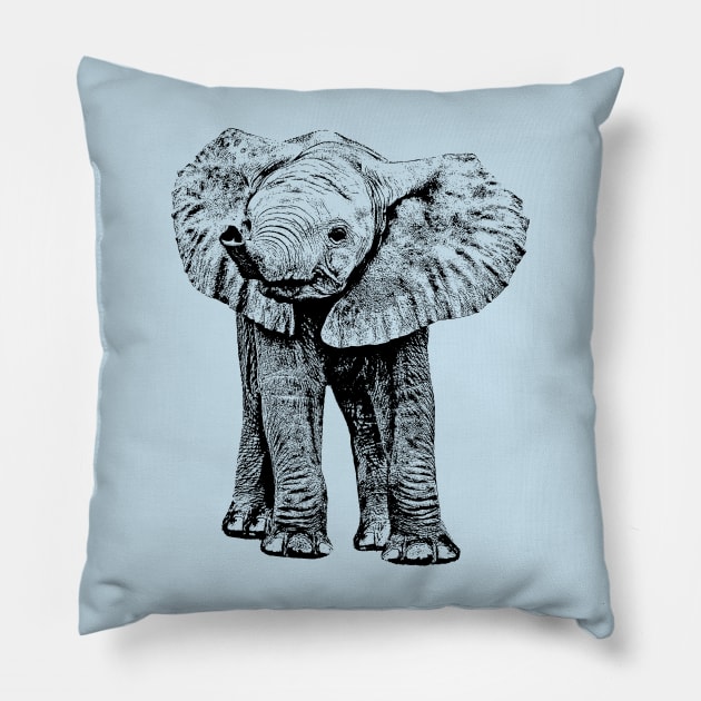 Cute Baby Elephant | African Wildlife Pillow by scotch