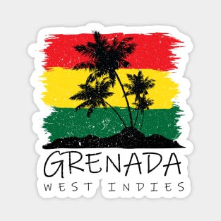 Grenada National Colors with Palm Silhouette Magnet