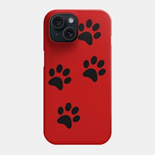 Black Pawprints on Red Phone Case