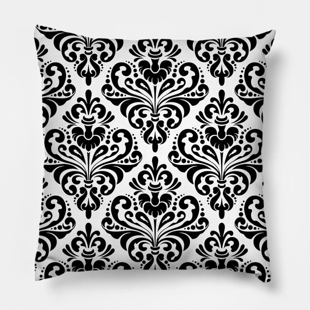 Seamless floral pattern, damask wallpaper Pillow by yulia-rb