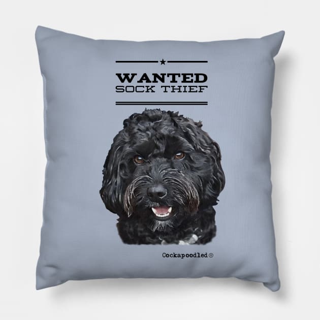 Cockapoo / Doodle Dog Sock Thief Pillow by WoofnDoodle 