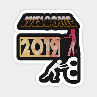New Year 2019 Celebration Apparel & Gifts, Happy New Year 2019 Shirt Pushing Old Out & Pulling in New Years Eve Magnet